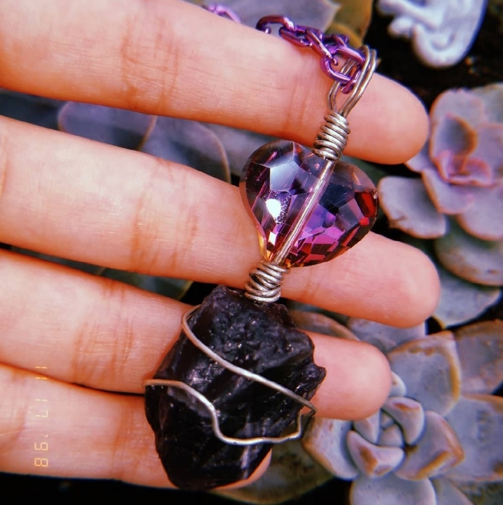 Black Amethyst Swarovski Necklace